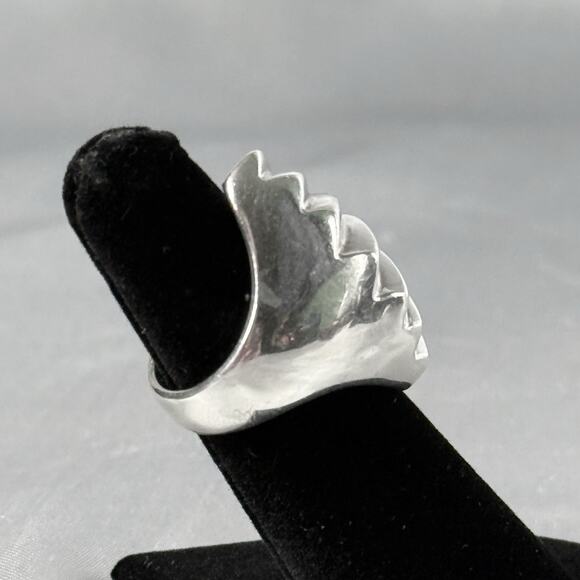 Vintage Taxco Mexico 925 Sterling Silver Ring Ribbed Dome Fan TV-111 Size 5 - Picture 3 of 16